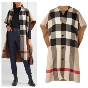 Burberry Checkered Cape in Black, White, and Tan